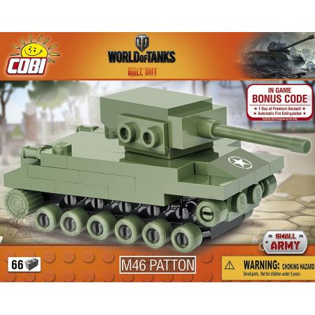 COBI 3027 non  XE TĂNG NHỎ M46 PATTON bộ đồ chơi xếp lắp ráp ghép mô hình Military Army M46 PATTON NANO TANK Quân Sự Bộ Đội 66 khối