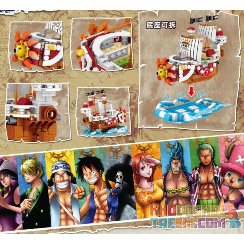 PRCK 69852 non  MỘT MẢNH WANLI NẮNG bộ đồ chơi xếp lắp ráp ghép mô hình One Piece Đảo Hải Tặc 379 khối