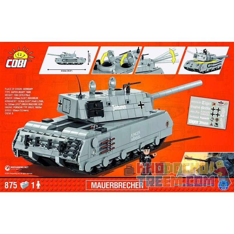 COBI 3032 non  ÁO TƯỜNG bộ đồ chơi xếp lắp ráp ghép mô hình Military Army MAUERBRECHER Quân Sự Bộ Đội 875 khối