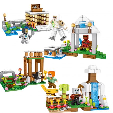 PRCK 63044 non  PHÁO ĐÀI RỪNG 4 bộ đồ chơi xếp lắp ráp ghép mô hình Minecraft MY WORLD Game Xây Dựng 674 khối