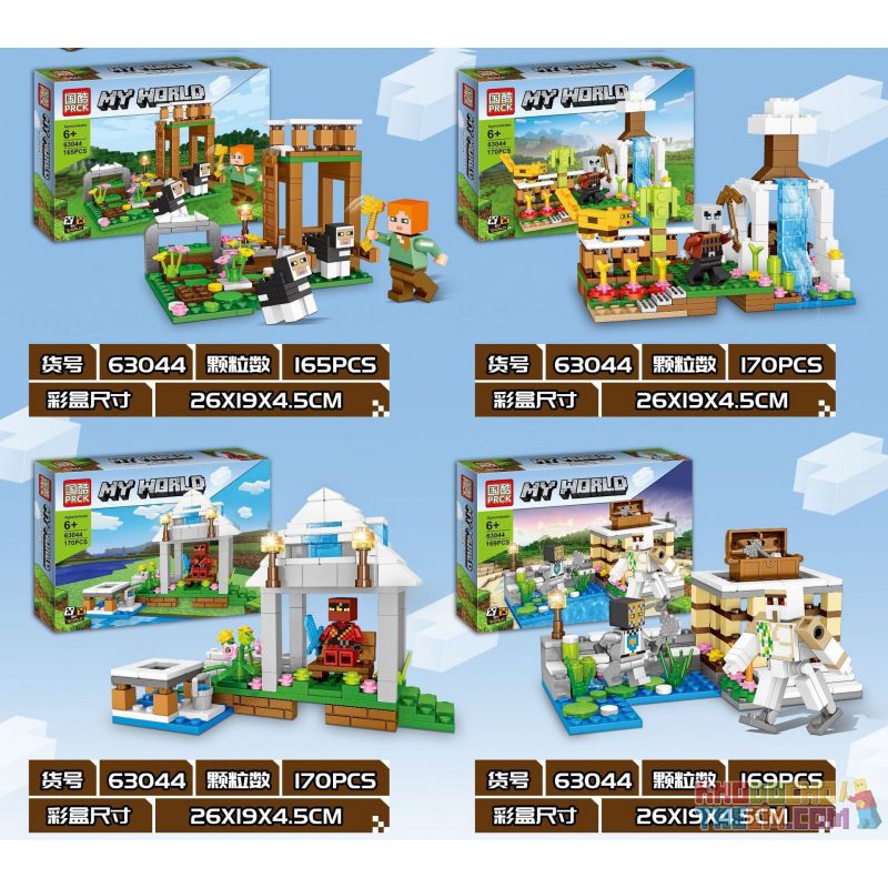 PRCK 63044 non  PHÁO ĐÀI RỪNG 4 bộ đồ chơi xếp lắp ráp ghép mô hình Minecraft MY WORLD Game Xây Dựng 674 khối