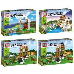 PRCK 63044 non  PHÁO ĐÀI RỪNG 4 bộ đồ chơi xếp lắp ráp ghép mô hình Minecraft MY WORLD Game Xây Dựng 674 khối