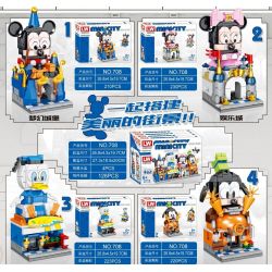 LW 708 non  CẢNH ĐƯỜNG PHỐ DISNEY 4 LÂU ĐÀI TƯỞNG TƯỢNG MICKEY THÀNH GIẢI TRÍ MINNIE CỬA HÀNG ĐỒ UỐNG LẠNH VỊT DONALD BÁNH PIZZA NGỐC NGHẾCH bộ đồ chơi xếp lắp ráp ghép mô hình City MINI CITY Thành Phố 2993 khối