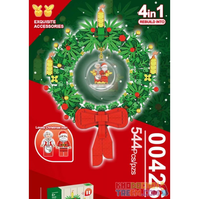 NOT  CHRISTMAS WREATH 2-IN-1 40426 DK 3010 GOLDEN APPLE 00426 xếp lắp ráp ghép mô hình VÒNG HOA GIÁNG SINH 2 TRONG 1 Seasonal Mùa Lễ Hội 510 khối