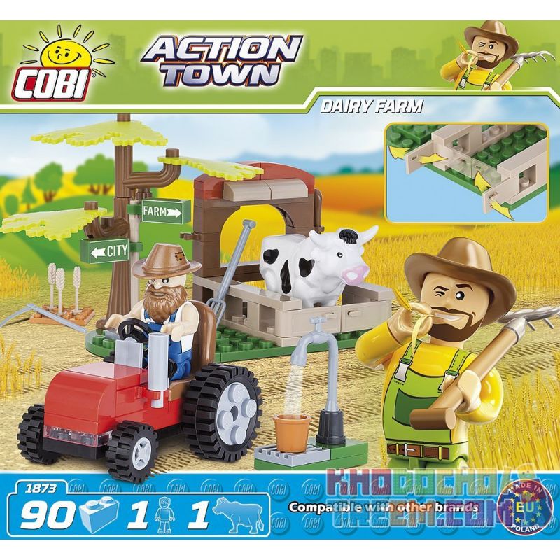 COBI 1873 non  NƠI SẢN XUẤT SỮA BƠ VÀ PHO MÁT bộ đồ chơi xếp lắp ráp ghép mô hình City DAIRY FARM Thành Phố 90 khối