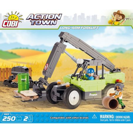 COBI 1865 non  XE NÂNG TAY DÀI bộ đồ chơi xếp lắp ráp ghép mô hình City LONG ARM FORKLIFT Thành Phố 250 khối