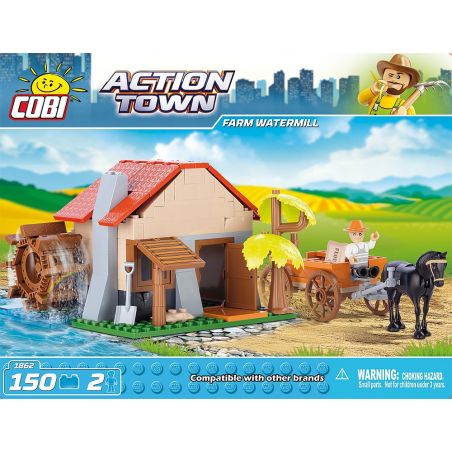 COBI 1862 non  NHÀ MÁY TRANG TRẠI bộ đồ chơi xếp lắp ráp ghép mô hình City FARM WATERMILL Thành Phố 150 khối