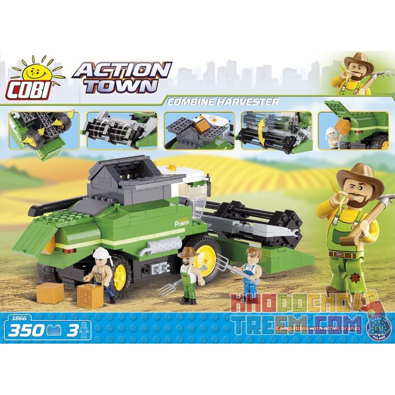 COBI 1866 non  MÁY GẶT TIẾT KIỆM NĂNG LƯỢNG bộ đồ chơi xếp lắp ráp ghép mô hình City HARVESTER ECO POWER Thành Phố 340 khối