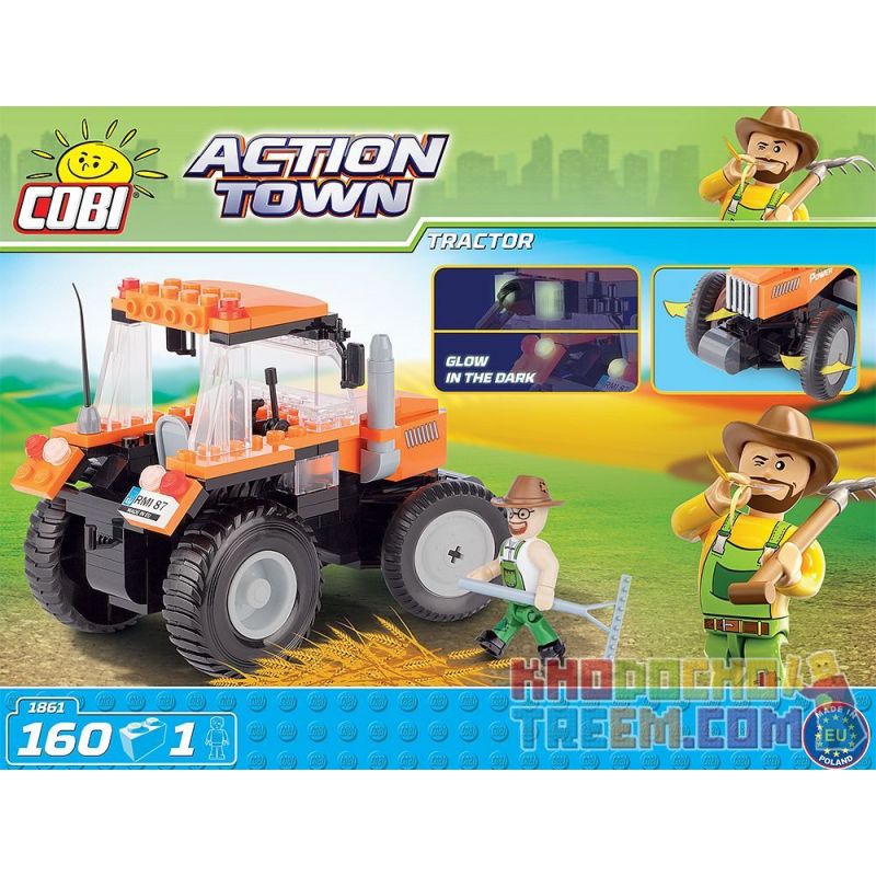 COBI 1861 non  MÁY KÉO V2 bộ đồ chơi xếp lắp ráp ghép mô hình City TRACTOR V2 Thành Phố 160 khối