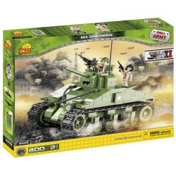 COBI 2443 non  XE TĂNG M4 SHERMAN bộ đồ chơi xếp lắp ráp ghép mô hình Military Army M4 SHERMAN TANK Quân Sự Bộ Đội 400 khối