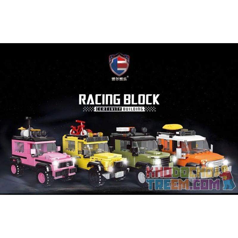 SHENZHEN RAEL ENTERTAINMENT 50013-1 50013-2 50013-3 50013-4 non  XE ĐỊA HÌNH 4 MẪU TOYOTA CRUISER FJ MERCEDES-BENZ G63 JEEP WRANGLER LAND ROVER DEFENDER bộ đồ chơi xếp lắp ráp ghép mô hình Speed Champions Racing Cars RACING BLOCK Đua Xe Công Thức 938 khối
