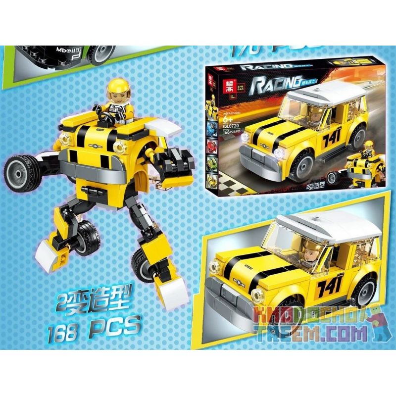 ZHEGAO QL0720-4 0720-4 non  BMW MINI. bộ đồ chơi xếp lắp ráp ghép mô hình Racers RACING Đua Tốc Độ 168 khối