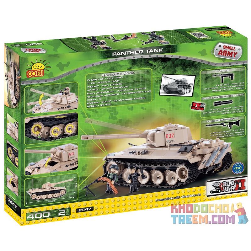 COBI 2447 non  LEOPARD TANK. bộ đồ chơi xếp lắp ráp ghép mô hình Military Army PANTHER TANK Quân Sự Bộ Đội 400 khối