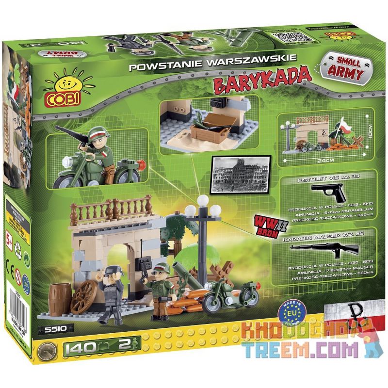 COBI 5510 non  RÀO CHẮN bộ đồ chơi xếp lắp ráp ghép mô hình Military Army BARRICADE Quân Sự Bộ Đội 140 khối