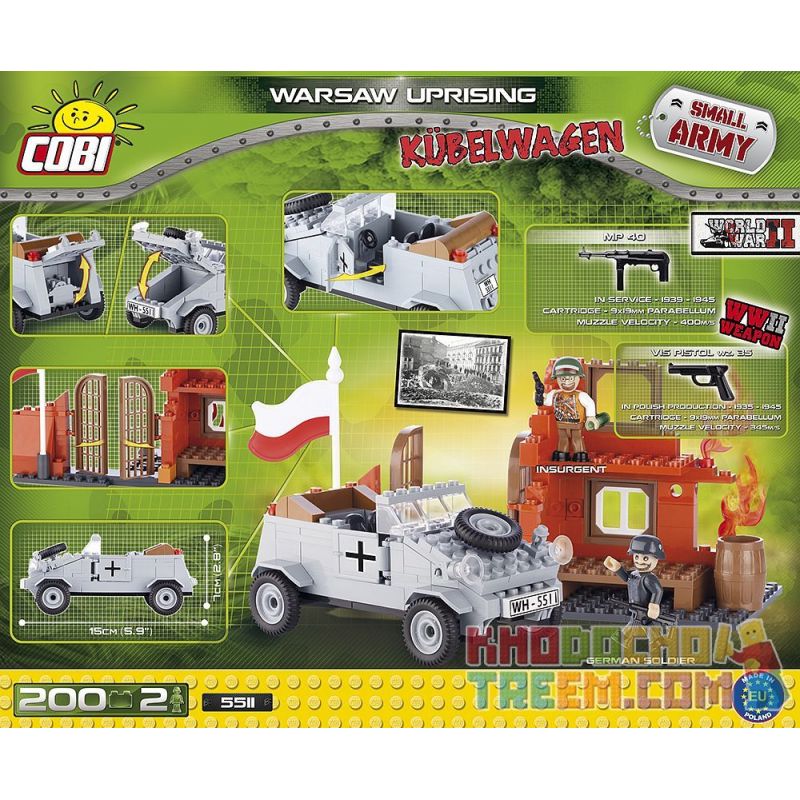 COBI 5511 non  XE THÙNG LOẠI 82 bộ đồ chơi xếp lắp ráp ghép mô hình Military Army VW TYP 82 KÜBELWAGEN Quân Sự Bộ Đội 200 khối