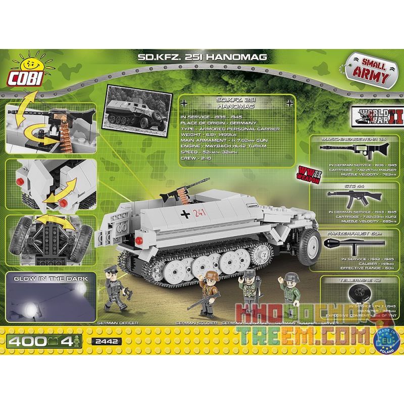 COBI 2442 non  XE BÁN TẢI SDKFZ 251 bộ đồ chơi xếp lắp ráp ghép mô hình Military Army SD.KFZ. 251 HANOMAG Quân Sự Bộ Đội 400 khối