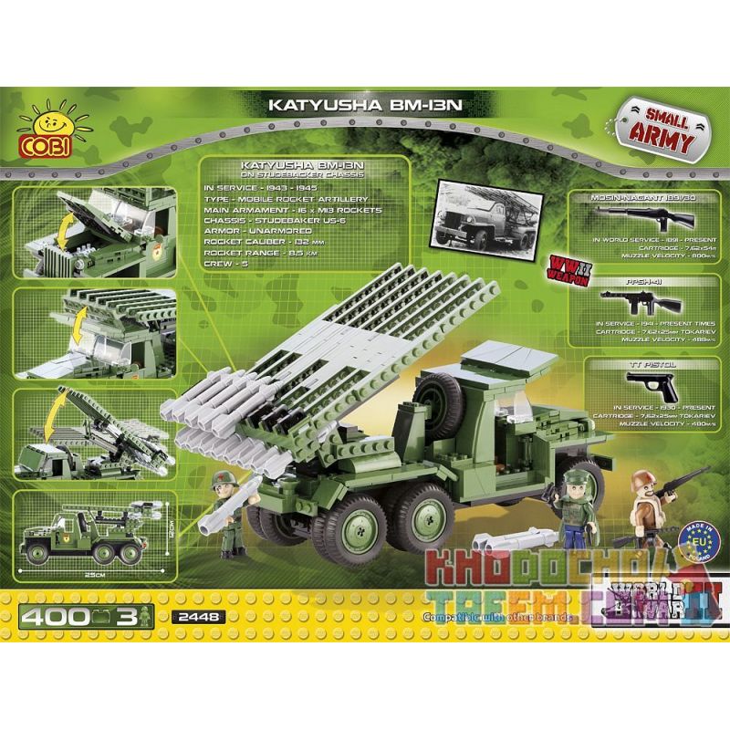 COBI 2448 non  KATAHA BM-13N bộ đồ chơi xếp lắp ráp ghép mô hình Military Army KATYUSHA BM-13N Quân Sự Bộ Đội 400 khối