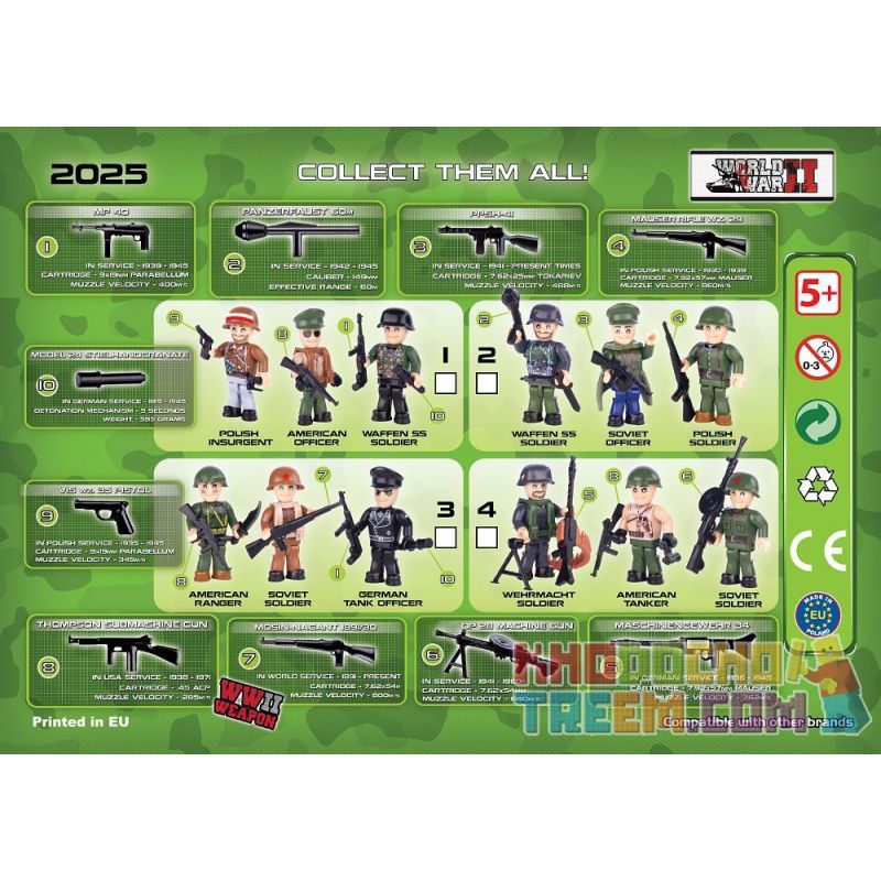 COBI 2025 non  3 NHÂN VẬT NHỎ VÀ PHỤ KIỆN bộ đồ chơi xếp lắp ráp ghép mô hình Military Army 3 FIGURES & ACCESSORIES Quân Sự Bộ Đội
