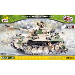 COBI 2460 non  XE TĂNG TIGER II bộ đồ chơi xếp lắp ráp ghép mô hình Military Army TIGER II PZ.KPFW. VI B "KÖNIGSTIGER" Quân Sự Bộ Đội 600 khối