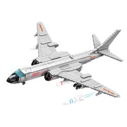 SEMBO 202135 non  MÁY BAY NÉM BOM TẦM TRUNG VÀ XA H-6K CỦA QUỐC bộ đồ chơi xếp lắp ráp ghép mô hình Military Army H-6K BOMBER AIRCRAFT Quân Sự Bộ Đội 2135 khối