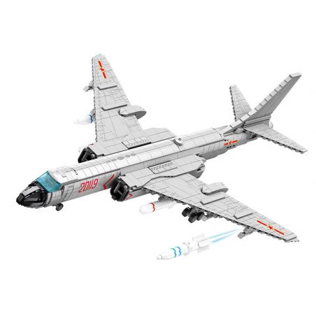 SEMBO 202135 non  MÁY BAY NÉM BOM TẦM TRUNG VÀ XA H-6K CỦA QUỐC bộ đồ chơi xếp lắp ráp ghép mô hình Military Army H-6K BOMBER AIRCRAFT Quân Sự Bộ Đội 2135 khối