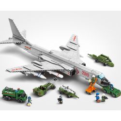 SEMBO 202135 non  MÁY BAY NÉM BOM TẦM TRUNG VÀ XA H-6K CỦA QUỐC bộ đồ chơi xếp lắp ráp ghép mô hình Military Army H-6K BOMBER AIRCRAFT Quân Sự Bộ Đội 2135 khối