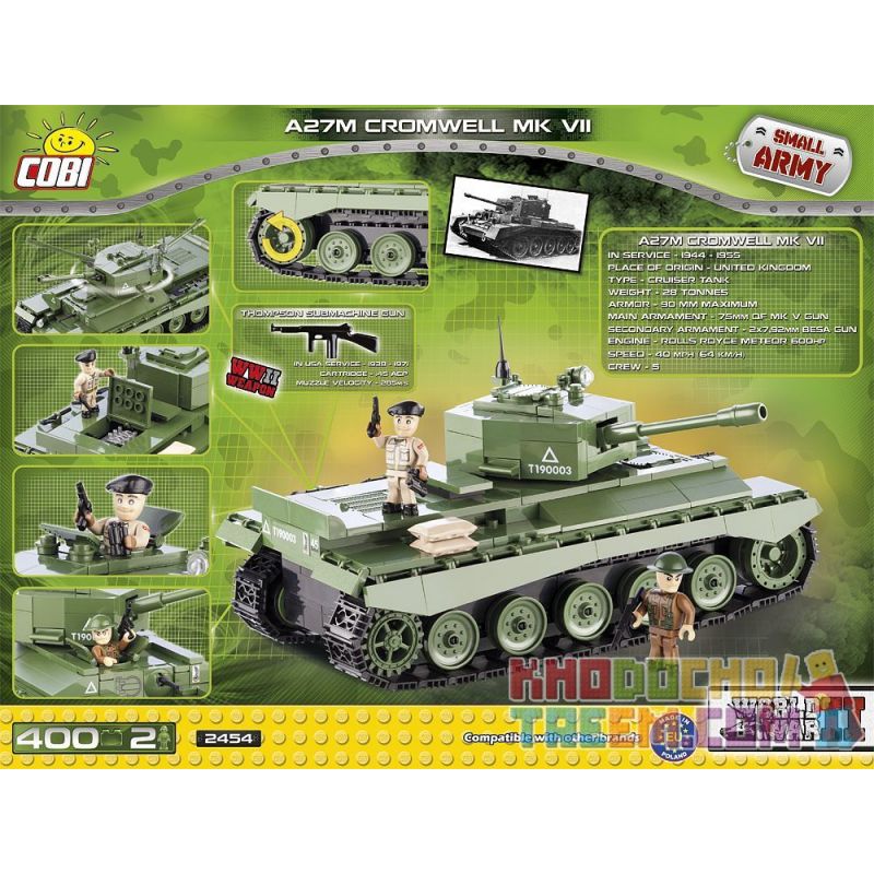 COBI 2454 non  A27M CROMWELL MK VII bộ đồ chơi xếp lắp ráp ghép mô hình Military Army Quân Sự Bộ Đội 400 khối