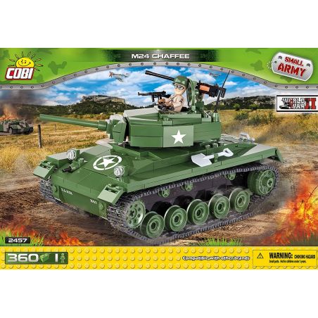 COBI 2457 non  XE TĂNG M24 XIAFEI bộ đồ chơi xếp lắp ráp ghép mô hình Military Army M24 CHAFFEE Quân Sự Bộ Đội 360 khối