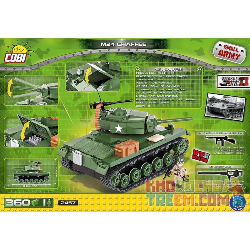 COBI 2457 non  XE TĂNG M24 XIAFEI bộ đồ chơi xếp lắp ráp ghép mô hình Military Army M24 CHAFFEE Quân Sự Bộ Đội 360 khối