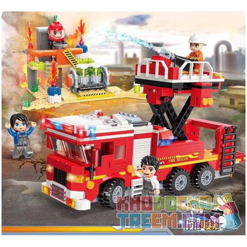 Enlighten 12014 Qman 12014 non  CỤC CỨU HỎA VÀ NẠN bộ đồ chơi xếp lắp ráp ghép mô hình Minecity Thành Phố Mỏ 693 khối