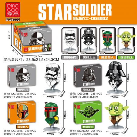 DINGGAO DG3002A 3002A DG3002B 3002B DG3002C 3002C DG3002D 3002D non  CHÂN DUNG 4 KIỂU BÃO TỐ CREEP CHÚA TỂ BÓNG TỐI THỢ SĂN TIỀN THƯỞNG CHIẾN BINH UTA bộ đồ chơi xếp lắp ráp ghép mô hình Gundam STAR SOLDIER Đại Chiến Gundam 993 khối