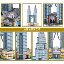 ZHEGAO QL0965 0965 non  THÁP ĐÔI PETRONAS Ở KUALA LUMPUR MALAYSIA bộ đồ chơi xếp lắp ráp ghép mô hình Architecture FAMOUS BUILDING Công Trình Kiến Trúc 2521 khối