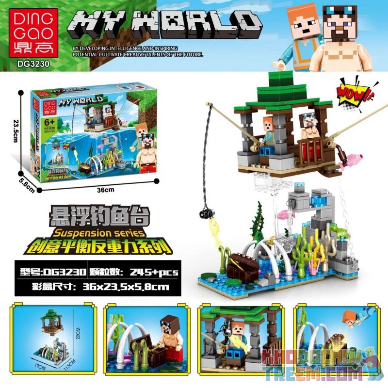DINGGAO DG3230 3230 non  DIAOYUTAI BỊ ĐÌNH CHỈ bộ đồ chơi xếp lắp ráp ghép mô hình Minecraft SUSPENSION Game Xây Dựng 245 khối