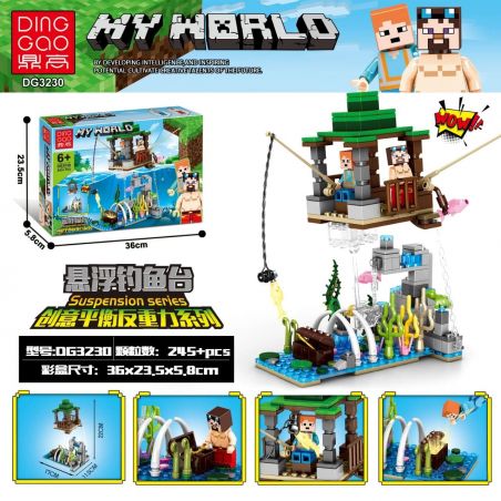 DINGGAO DG3230 3230 non  DIAOYUTAI BỊ ĐÌNH CHỈ bộ đồ chơi xếp lắp ráp ghép mô hình Minecraft SUSPENSION Game Xây Dựng 245 khối