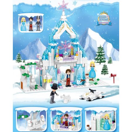 ZHEGAO QL1147 1147 non  LÂU ĐÀI TUYẾT ILAYA bộ đồ chơi xếp lắp ráp ghép mô hình Disney Princess WINDSOR CASTLE Công Chúa 325 khối