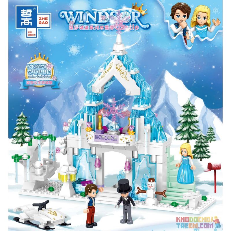 ZHEGAO QL1147 1147 non  LÂU ĐÀI TUYẾT ILAYA bộ đồ chơi xếp lắp ráp ghép mô hình Disney Princess WINDSOR CASTLE Công Chúa 325 khối