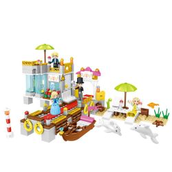 ZHEGAO QL1118 1118 non  NHÀ NGHỈ MÁT Ở ĐẢO TIÊN bộ đồ chơi xếp lắp ráp ghép mô hình Girl WINDSOR CASTLE Con Gái 420 khối