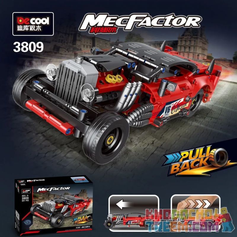 Decool 3809 Jisi 3809 non  TRANG PHỤC MÀU ĐỎ-XE THỂ THAO CỔ ĐIỂN bộ đồ chơi xếp lắp ráp ghép mô hình  MECFACTOR Kỹ Thuật Công Nghệ Cao Mô Hình Phương Tiện 501 khối