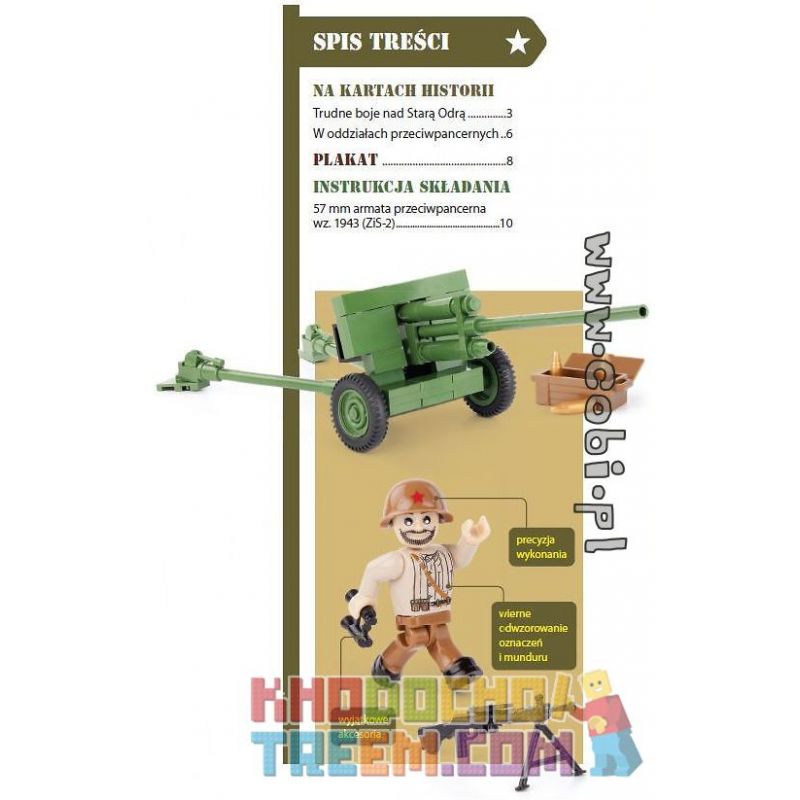 COBI WD-5565 5565 WD5565 non  ZIS-2-TRẬN BERLIN SỐ 16 bộ đồ chơi xếp lắp ráp ghép mô hình Military Army ZIS-2 BATTLE OF BERLIN NO. 16 Quân Sự Bộ Đội 100 khối