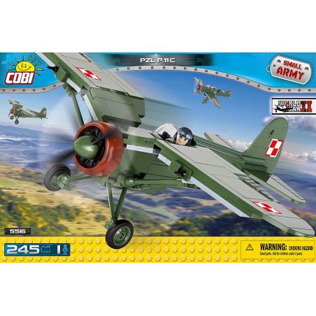 COBI 5516 non  MÁY BAY CHIẾN ĐẤU PZL P.11 bộ đồ chơi xếp lắp ráp ghép mô hình Military Army PZL P.11C Quân Sự Bộ Đội 245 khối