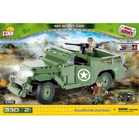 COBI 2368 non  XE TRINH SÁT M3 bộ đồ chơi xếp lắp ráp ghép mô hình Military Army M3 SCOUT CAR Quân Sự Bộ Đội 300 khối