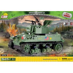 COBI 2478 non  XE TĂNG M5A1 STUART bộ đồ chơi xếp lắp ráp ghép mô hình Military Army M5A1 STUART VI Quân Sự Bộ Đội 345 khối