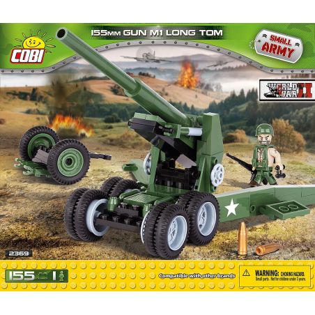 COBI 2369 non  PHÁO M59 bộ đồ chơi xếp lắp ráp ghép mô hình Military Army 155 MM GUN M1 LONG TOM Quân Sự Bộ Đội 155 khối