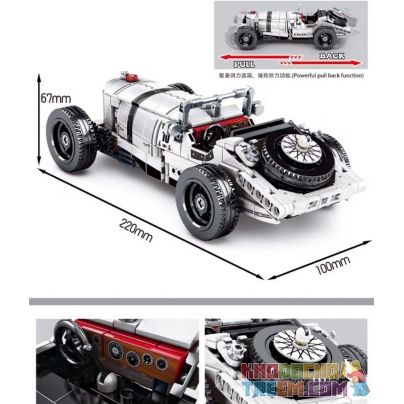 SHENG YUAN SY 8150 non  MERCEDES BENZ SSK XE THỂ THAO KÉO LÙI bộ đồ chơi xếp lắp ráp ghép mô hình  TECHNIQUE MERCEDES-BENZ 27/170/225PS TYP SSK SPORT ZWEISITZER Kỹ Thuật Công Nghệ Cao Mô Hình Phương Tiện 492 khối