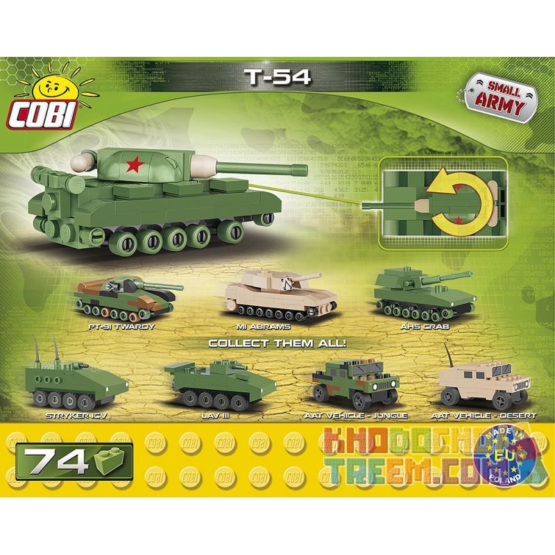 COBI 2247 non  XE TĂNG MINI T-54 bộ đồ chơi xếp lắp ráp ghép mô hình Military Army T-54 NANO Quân Sự Bộ Đội 74 khối