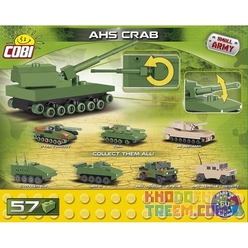 COBI 2246 non  BỂ MINI AHS KRAB bộ đồ chơi xếp lắp ráp ghép mô hình Military Army AHS CRAB NANO Quân Sự Bộ Đội 57 khối