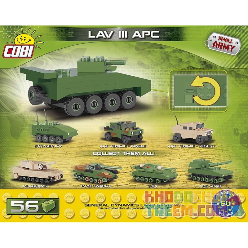 COBI 2241 non  XE BỌC THÉP LAV-3 MINI bộ đồ chơi xếp lắp ráp ghép mô hình Military Army LAV III APC NANO Quân Sự Bộ Đội 56 khối