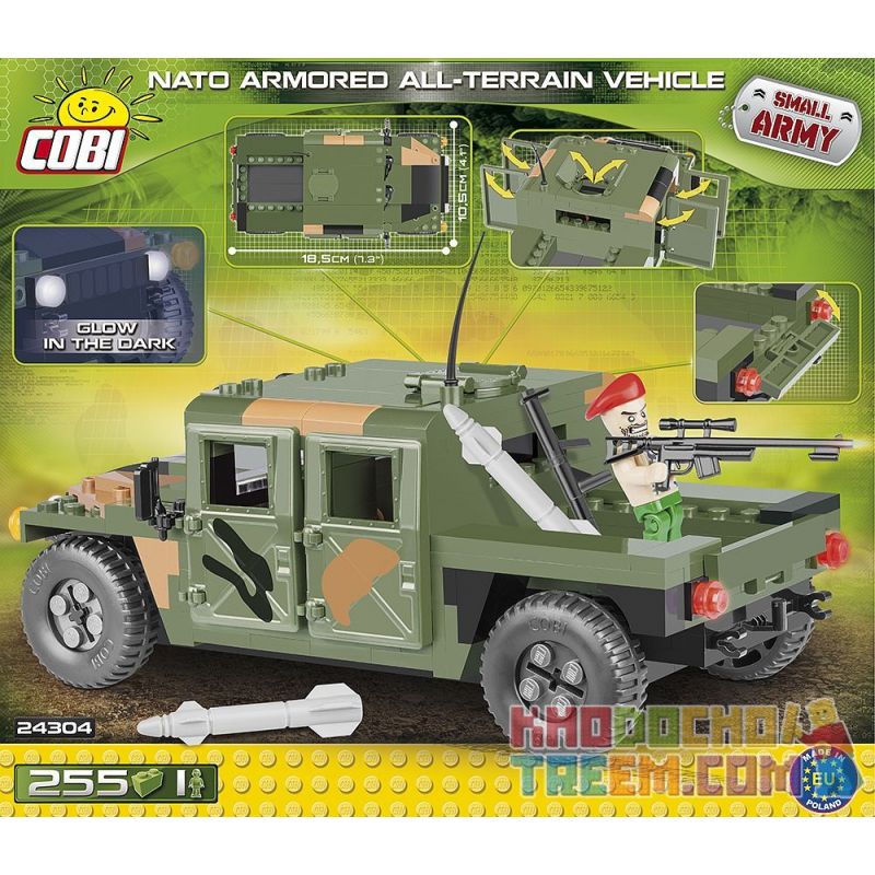 COBI 24304 non  XE BỌC THÉP MỌI ĐỊA HÌNH CỦA NATO bộ đồ chơi xếp lắp ráp ghép mô hình Military Army NATO ARMORED ALL-TERRAIN VEHICLE Quân Sự Bộ Đội 255 khối