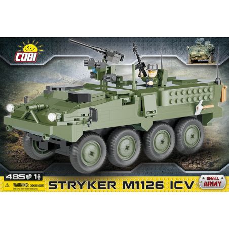 COBI 2610 non  TÀU SÂN BAY BỌC THÉP M1126 bộ đồ chơi xếp lắp ráp ghép mô hình Military Army STRYKER M1126 ICV Quân Sự Bộ Đội 485 khối
