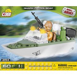 COBI 2154 non  THUYỀN TUẦN TRA CÁ MẬP bộ đồ chơi xếp lắp ráp ghép mô hình Military Army SHARK PATROL BOAT Quân Sự Bộ Đội 60 khối